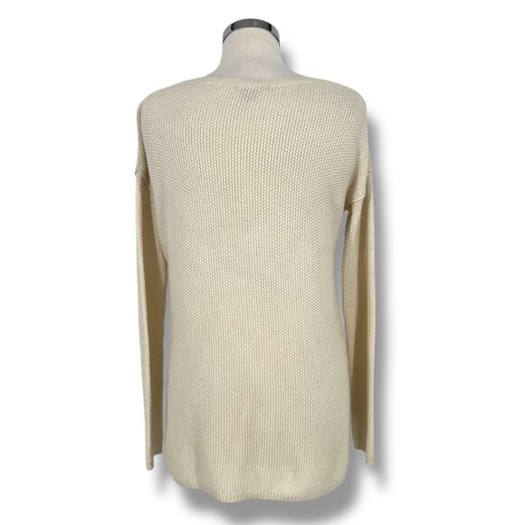 Vince Cream Lattice Knit Sweater Long Sleeve Casual Pullover Size XS - Picture 6 of 9